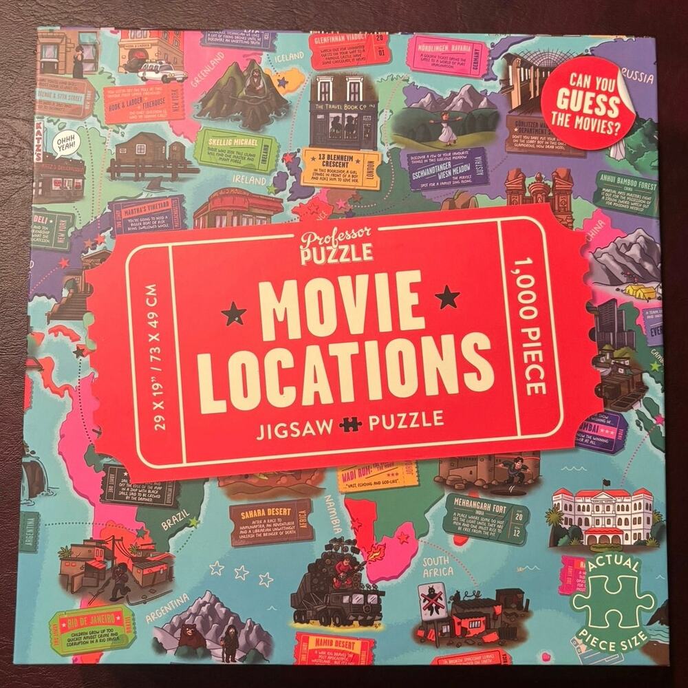 Professor Puzzle Movie Locations 1000 Piece Jigsaw, Sorter and Poster